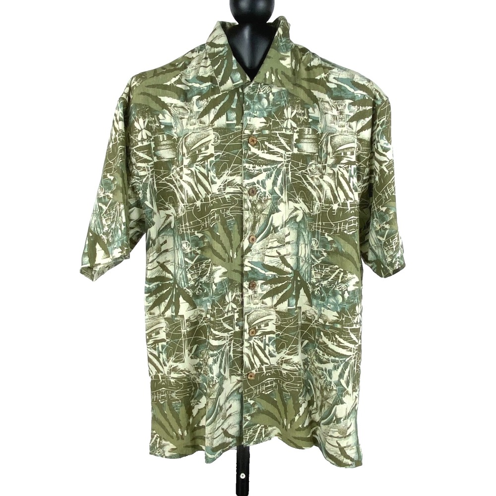 NEW Half Moon Bay Short Sleeve Shirt Mens M Linen Blend Tropical Button Up Soft